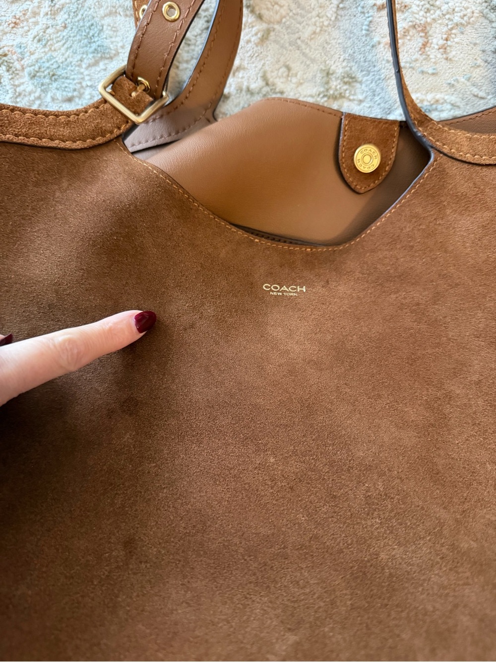 Coach Gramercy Warm Brown Suede Tote Bag - Picture 2 of 14